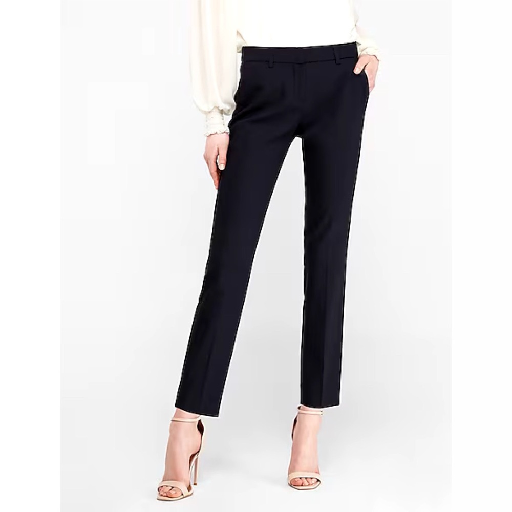 Express Black Stretch Columnist Mid Rise Ankle Trousers